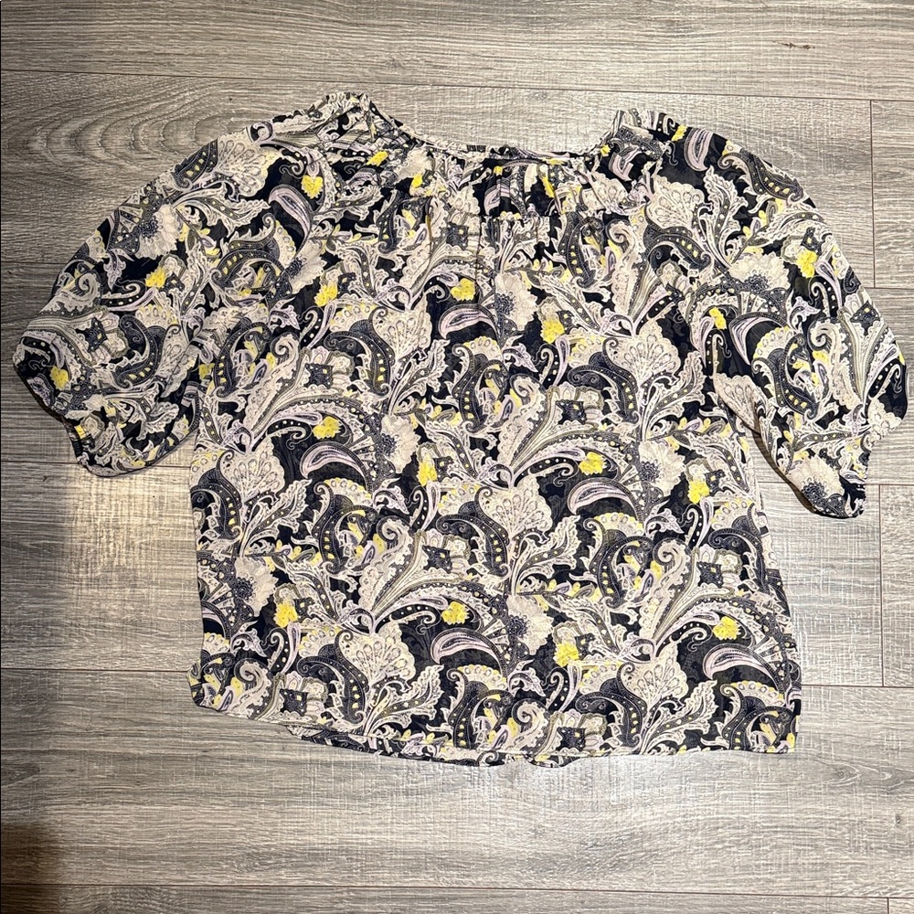Floral Paisley Women's Top - Navy, cream, Yellow